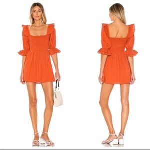 MAJORELLE Terracotta Ruffle Mini Dress